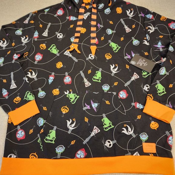 Loungefly Disney NBC Christmas Tree String Ornaments Unisex Hoodie Size XL NEW - Picture 2 of 14